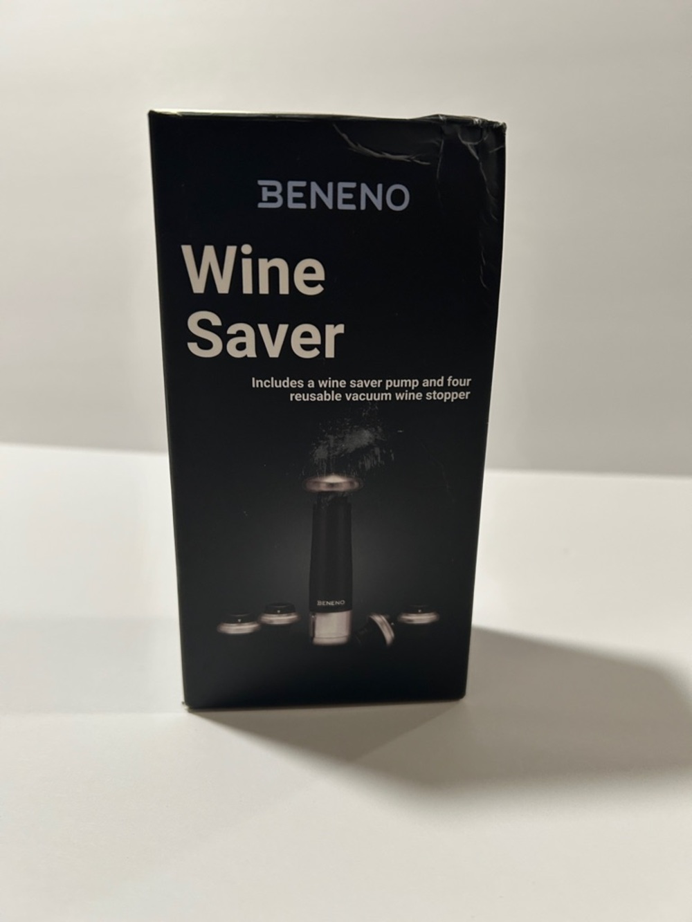 Black Wine Saver Vacuum Pump with Reusable Stoppers